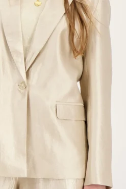 Beige Blazer Satijnen Look