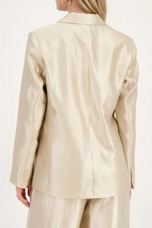 Beige Blazer Satijnen Look