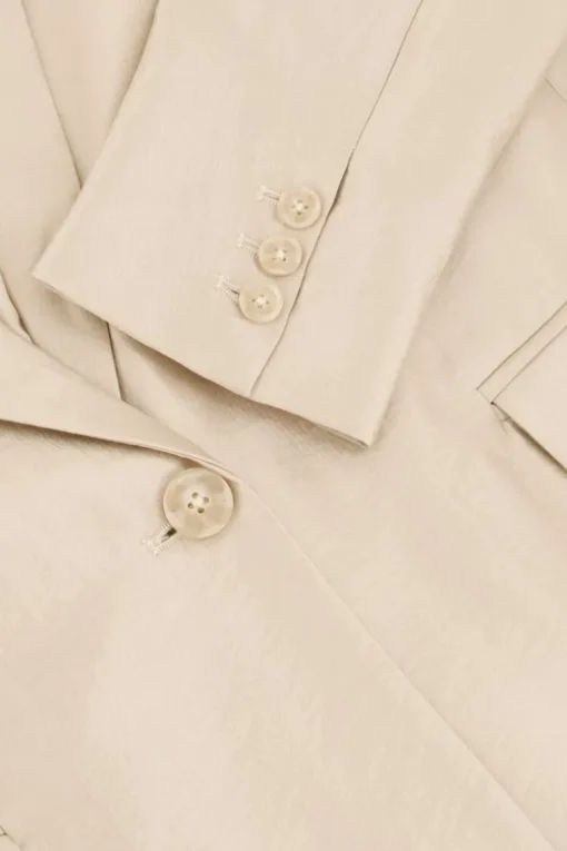 Beige Blazer Satijnen Look
