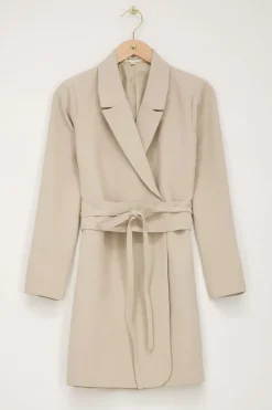 Beige Blazerjurk Met Ceintuur