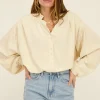 Beige Blouse Met Smock Details
