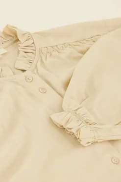 Beige Blouse Met Smock Details