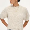 Beige Boucle Top Met Korte Mouwen