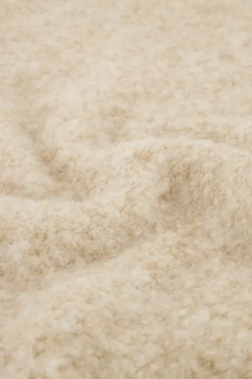 Beige Boucle Top Met Korte Mouwen