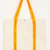 Beige Canvas Shopper Met Oranje Hengsel