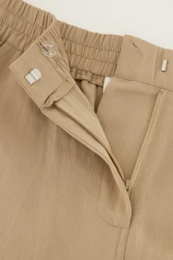 Beige Cargo Broek Met Elastieken Tailleband