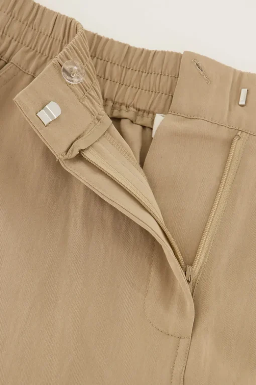 Beige Cargo Broek Met Elastieken Tailleband
