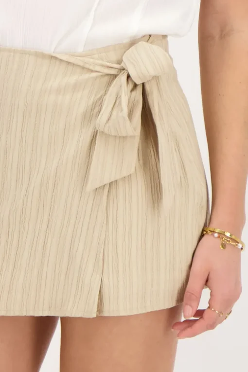 Beige Crinkle Skort Met Overslag