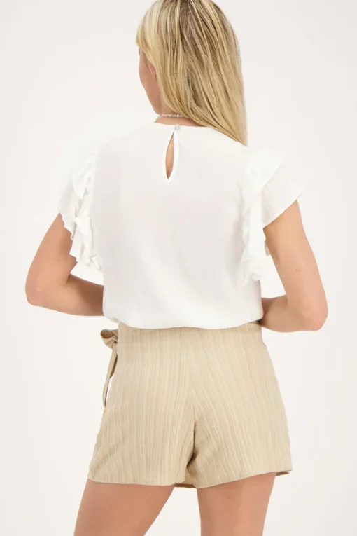 Beige Crinkle Skort Met Overslag