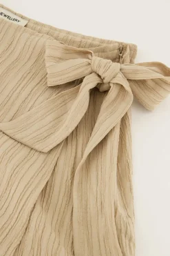 Beige Crinkle Skort Met Overslag