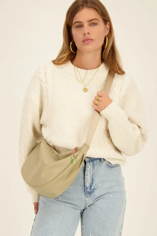 Beige Crossbody Tas Groot