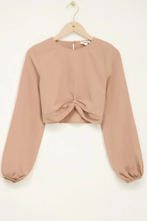 Beige Crêpe Top Met Knoop