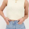 Beige Gebreide Tank Top