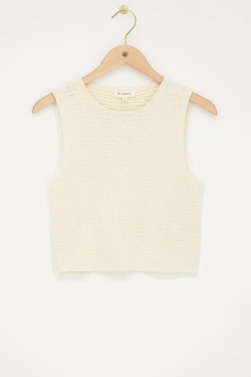 Beige Gebreide Tank Top