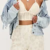 Beige Gehaakte Bralette Met Open Rug