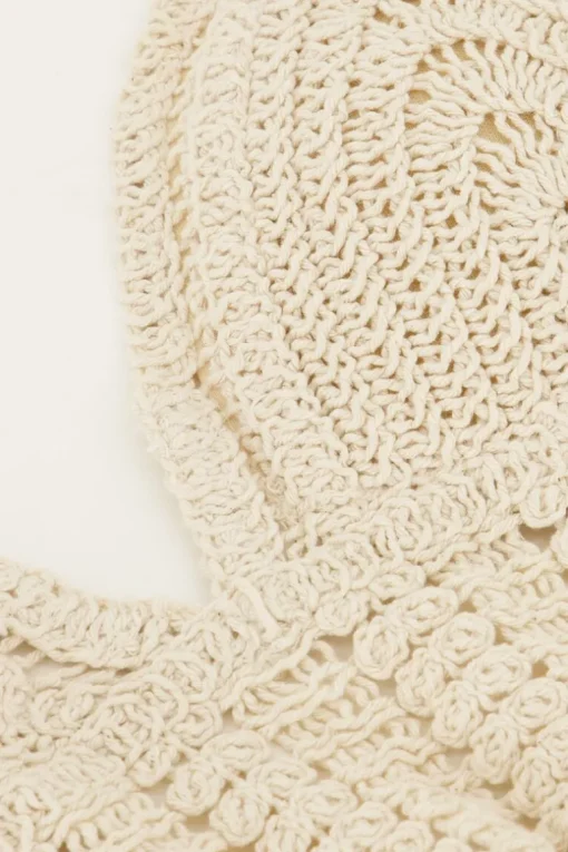 Beige Gehaakte Bralette Met Open Rug