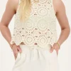 Beige Gehaakte Top