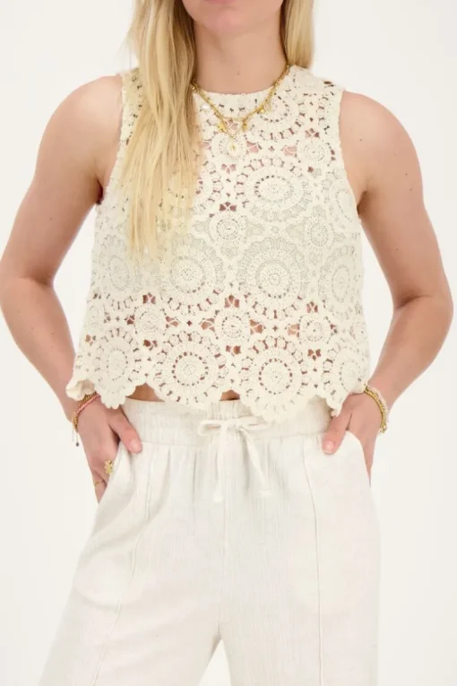 Beige Gehaakte Top