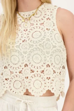 Beige Gehaakte Top