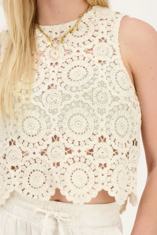 Beige Gehaakte Top