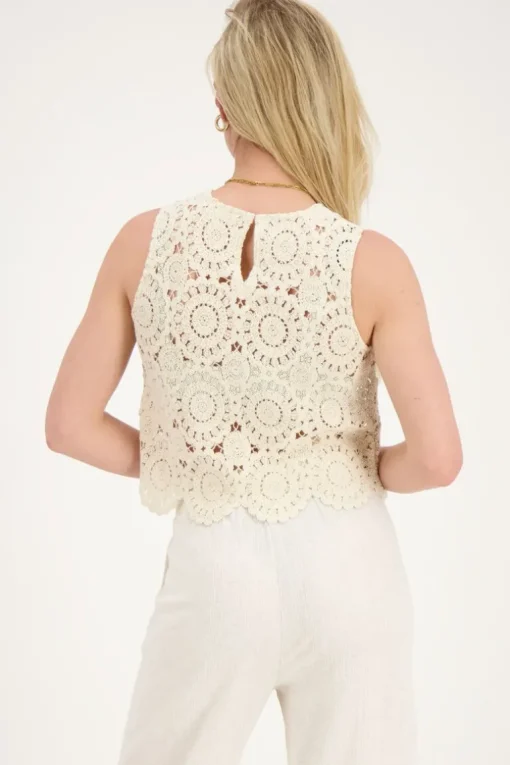 Beige Gehaakte Top