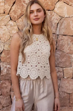 Beige Gehaakte Top