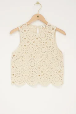 Beige Gehaakte Top
