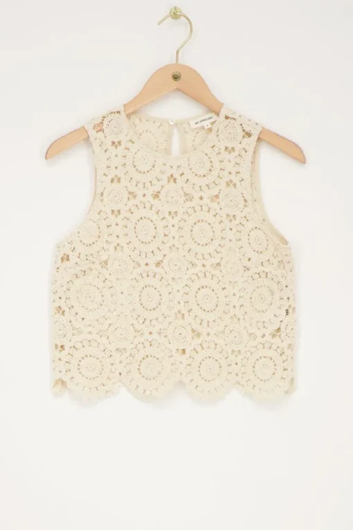 Beige Gehaakte Top
