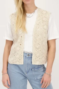 Beige Gilet Crochet
