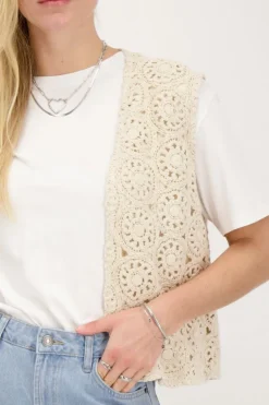 Beige Gilet Crochet