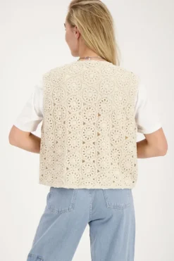 Beige Gilet Crochet