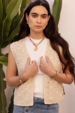 Beige Gilet Crochet