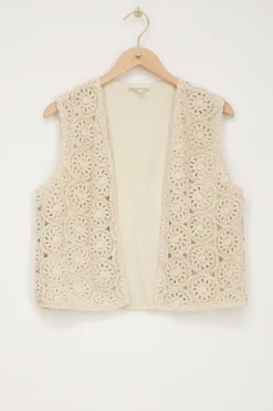 Beige Gilet Crochet
