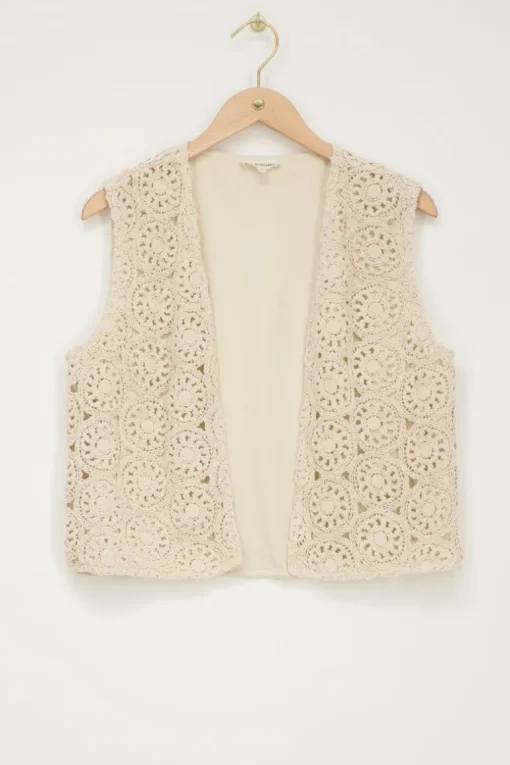 Beige Gilet Crochet