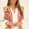Beige Gilet Met Gekleurde Embroidery