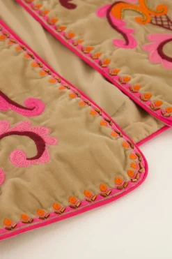 Beige Gilet Met Gekleurde Embroidery