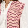 Beige Gilet Met Roze En Groene Bloemenprint