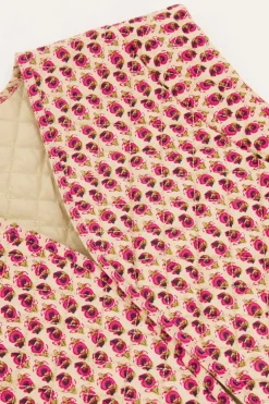 Beige Gilet Met Roze En Groene Bloemenprint