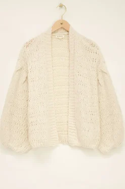 Beige Grof Gebreid Vest