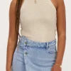 Beige Halter Top Met Lurex