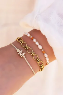 Beige Initial Armband