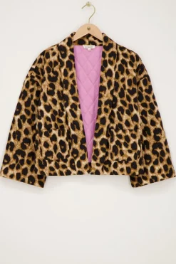 Beige Kimono Jasje Met Panterprint