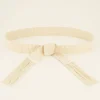 Beige Knoopriem Met Flosjes