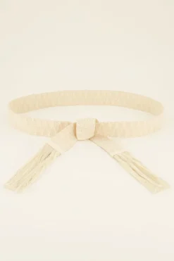 Beige Knoopriem Met Flosjes