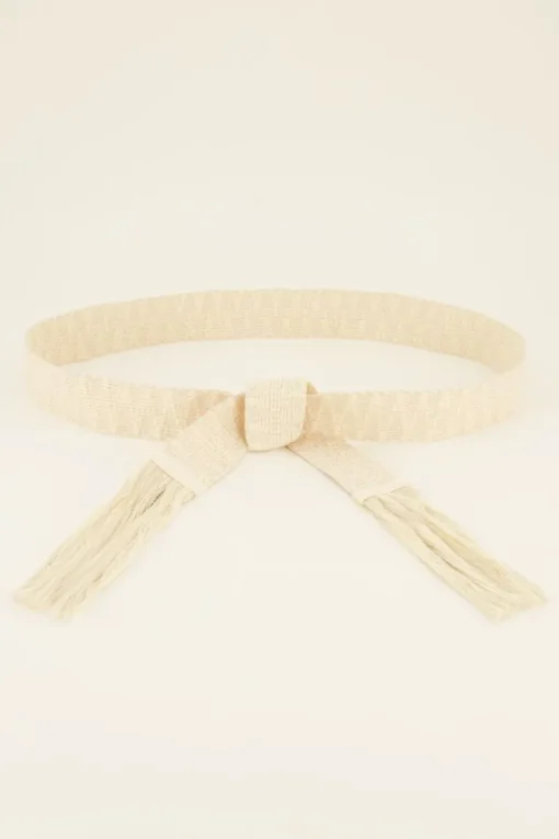Beige Knoopriem Met Flosjes