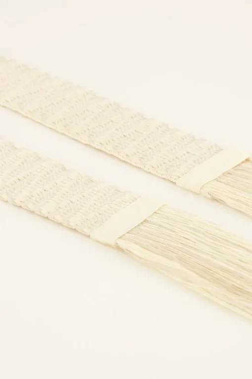 Beige Knoopriem Met Flosjes