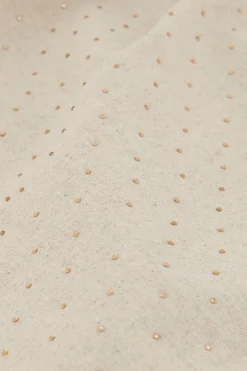 Beige Linnen Blazer Met Studs