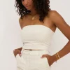 Beige Linnen Corset Top Met Studs