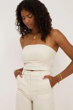 Beige Linnen Corset Top Met Studs