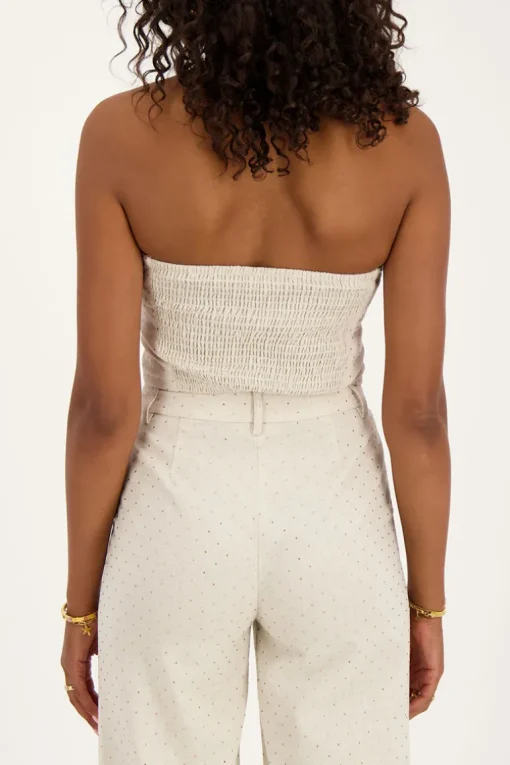 Beige Linnen Corset Top Met Studs